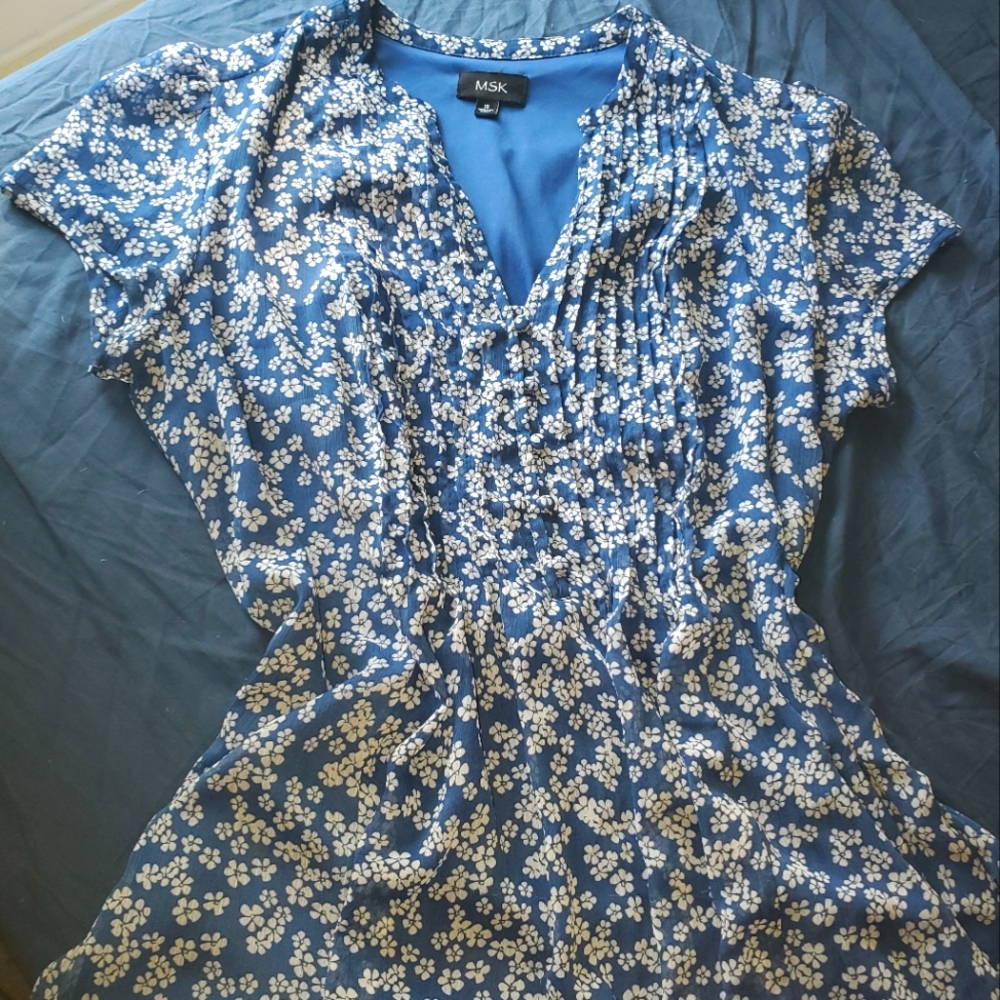 MSK Blue floral Plus size dress